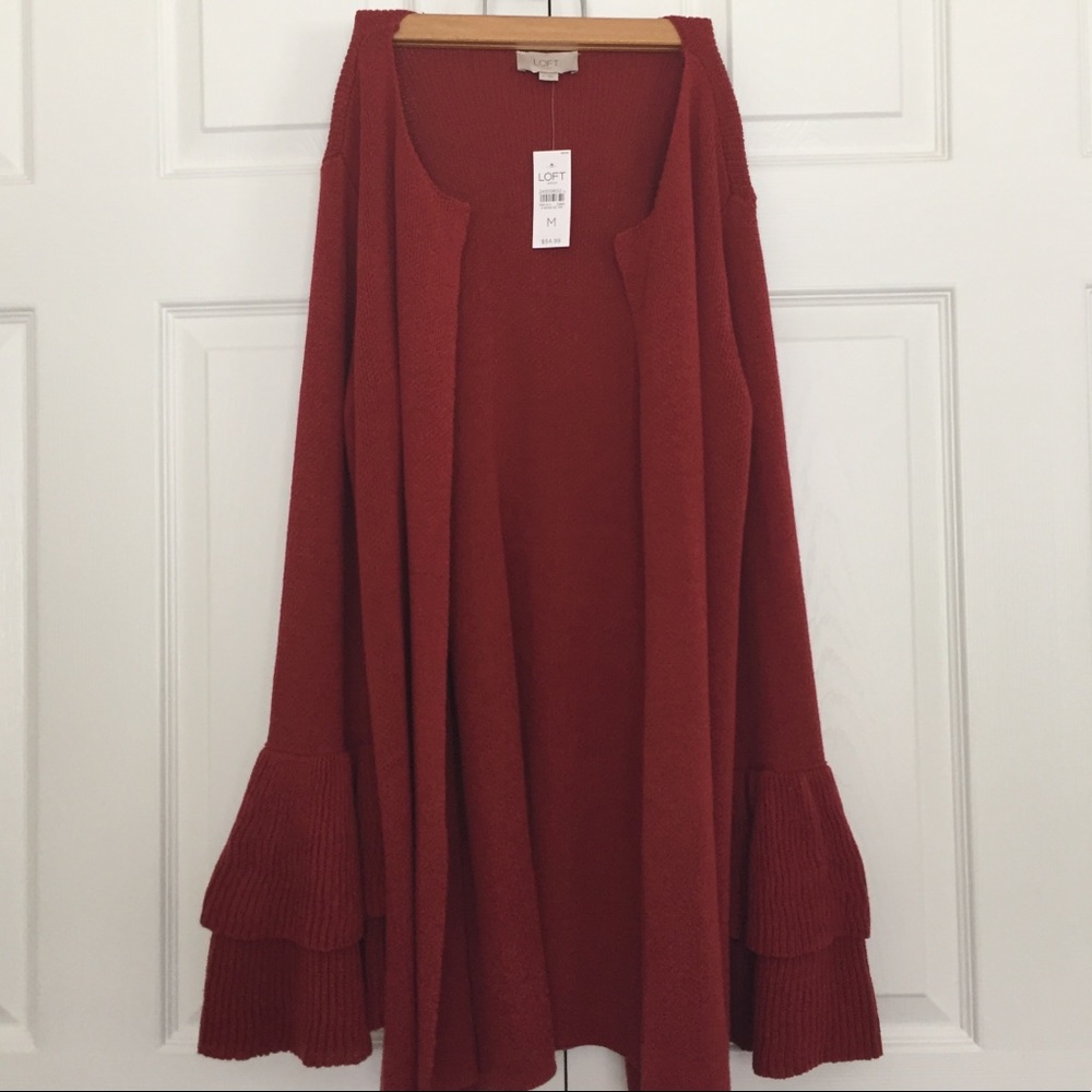 Loft burnt orange bell sleeved cardigan